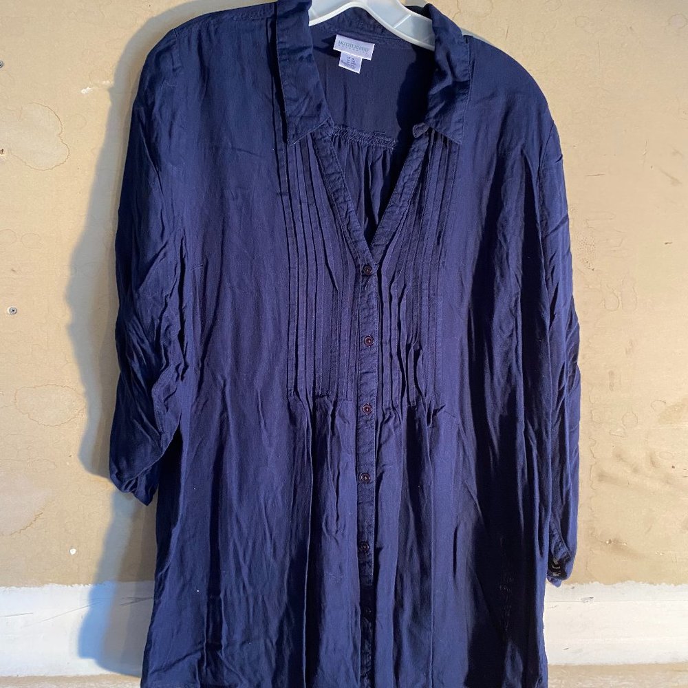 Motherhood Maternity Blue Top with convertible sleeves, Sz XL